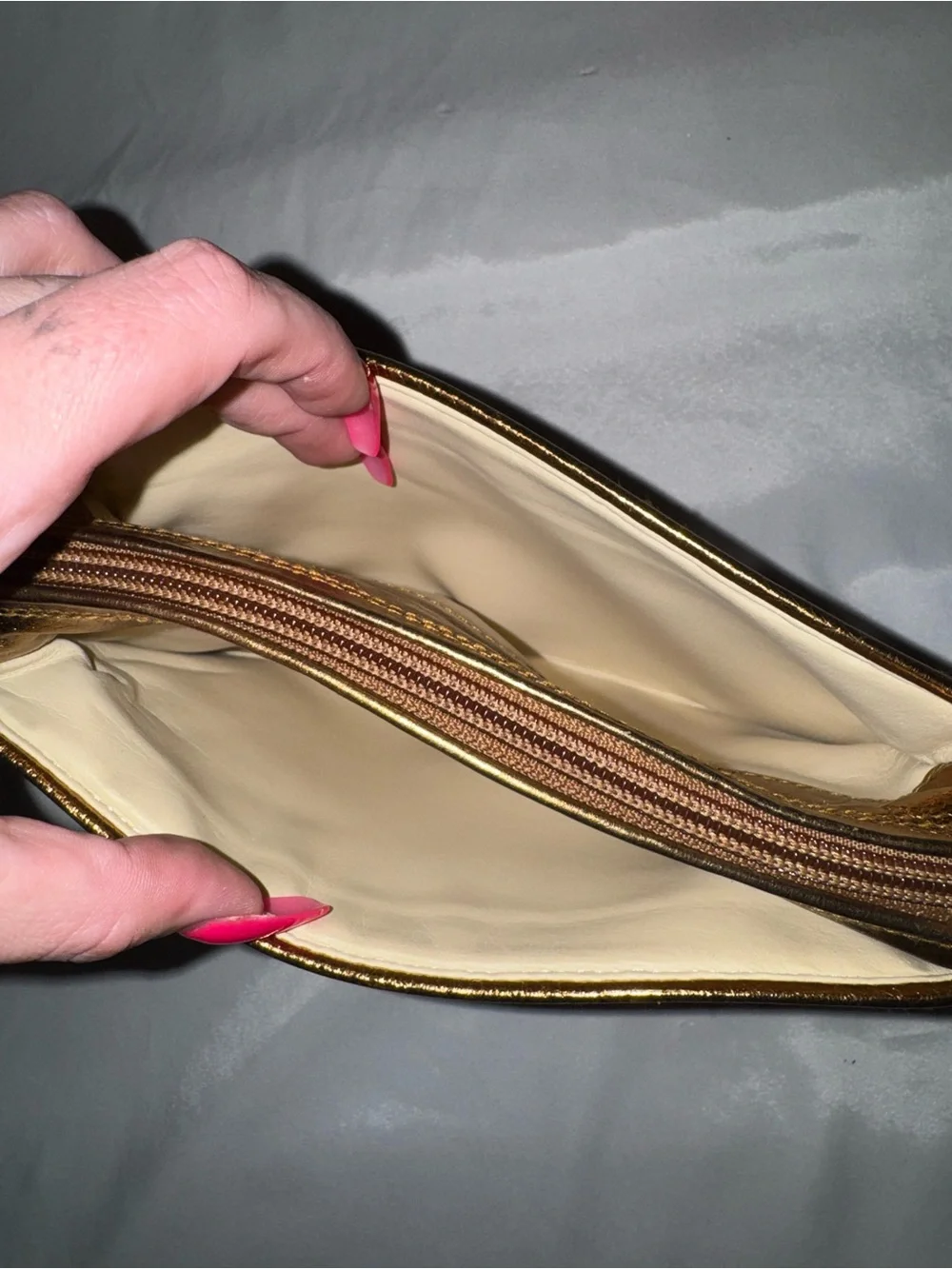 Giani Bernini Gold Metallic Textured Wristlet Clutch - Designer Style